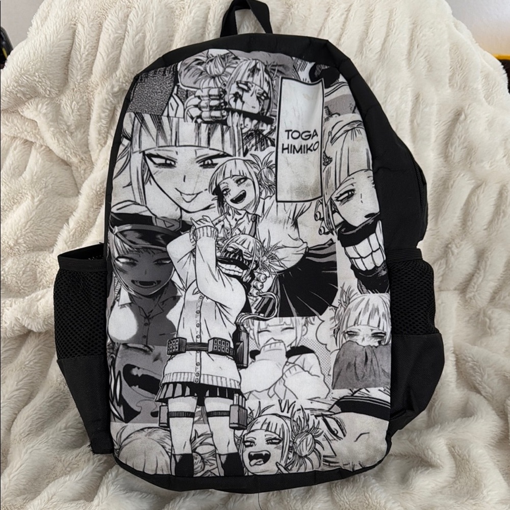Anime Graphic Backpack in Black and White